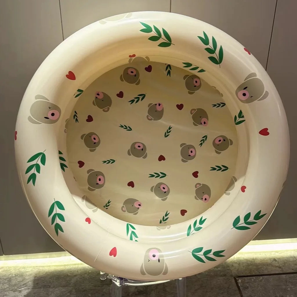 Wanmei Inflatable Swimming Pool Thickened Pvc Ins Danish Vintage Bear Print Ball Pit Home Indoor Outdoor Backyard Water Play