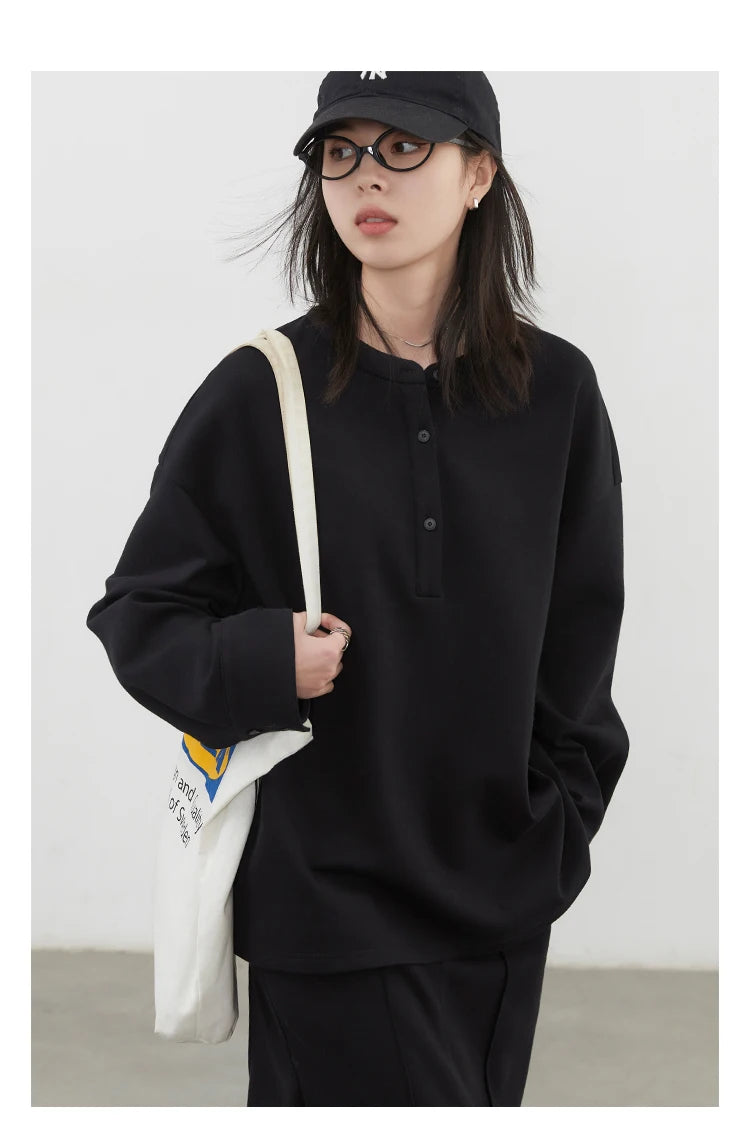 CHIC VEN Women Sweatshirts Loose Casual Solid Color Round Neck Long Sleeve Hoodies Coat Split Skirt Set Spring Summer 2025