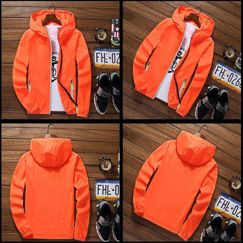 Ripper Spitfire Zombie Wheels Bomber Men Jacket Plus Size Thin Windbreaker Skin Ultra Light Slim Fit Pilot Hooded Coat Cycling