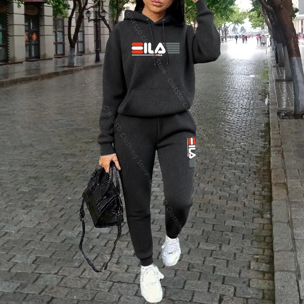 Womens Clothing Autumn Winter Hoodies Pants Fashion High Quality Aesthetic Luxury Brand Designer Streetwear Pants Sets for Women