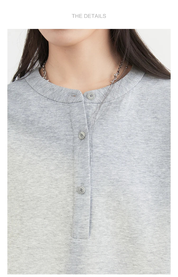 CHIC VEN Women Sweatshirts Loose Casual Solid Color Round Neck Long Sleeve Hoodies Coat Split Skirt Set Spring Summer 2025