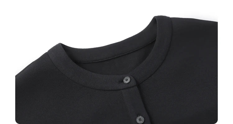 CHIC VEN Women Sweatshirts Loose Casual Solid Color Round Neck Long Sleeve Hoodies Coat Split Skirt Set Spring Summer 2025