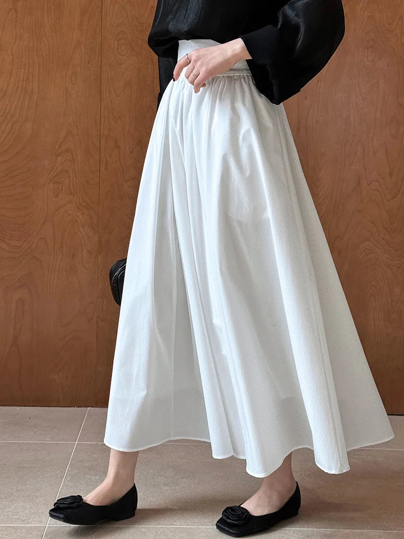 Summer New Casual Pink A-Line Pleated Skirt Women's Fashion Breathable Comfortable Materials