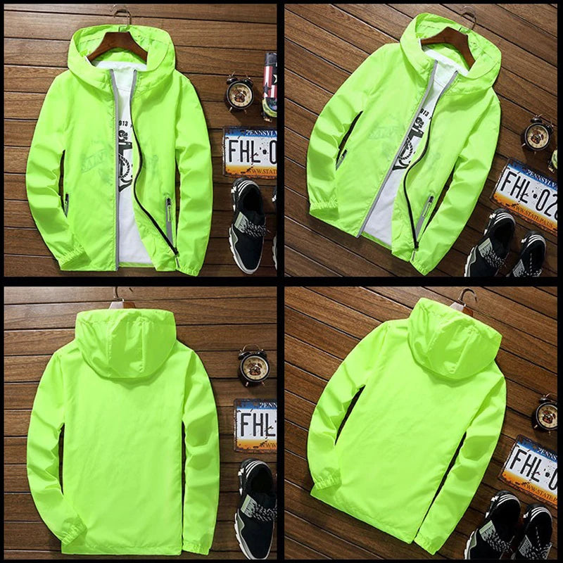 Ripper Spitfire Zombie Wheels Bomber Men Jacket Plus Size Thin Windbreaker Skin Ultra Light Slim Fit Pilot Hooded Coat Cycling