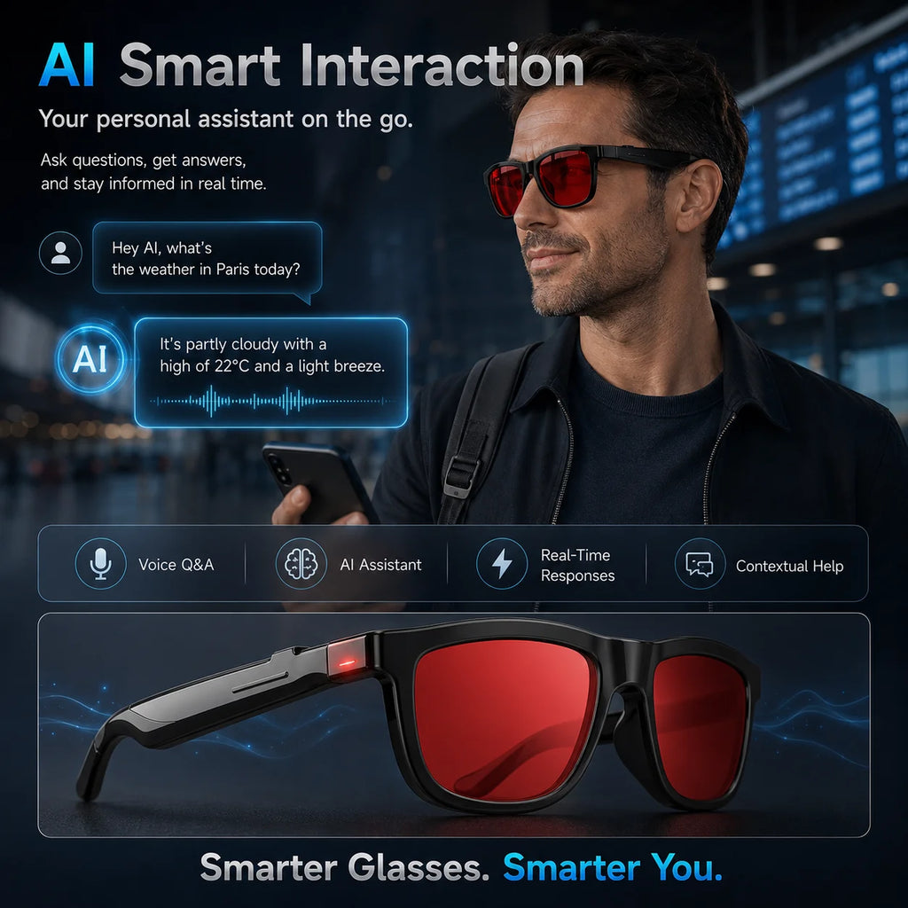 New Touch-Color Change Smart Audio Glasses Men AI Video Translation Bluetooth Call Dual Mic Noise Reduction Waterproof Glasses