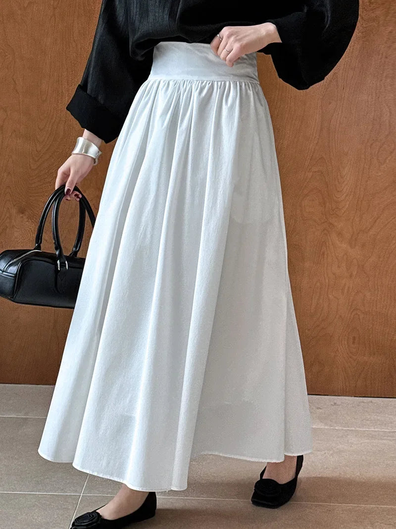 Summer New Casual Pink A-Line Pleated Skirt Women's Fashion Breathable Comfortable Materials