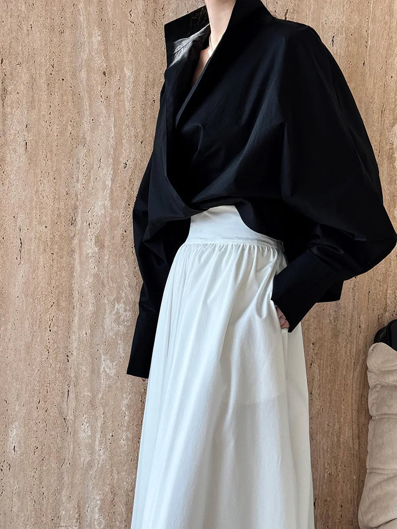 2025 Fall New French High-End Pink Midi Skirt with Large A-Line Pleats Solid Skirt