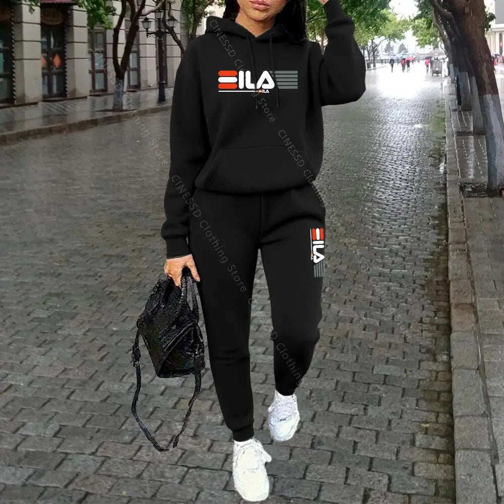 Womens Clothing Autumn Winter Hoodies Pants Fashion High Quality Aesthetic Luxury Brand Designer Streetwear Pants Sets for Women