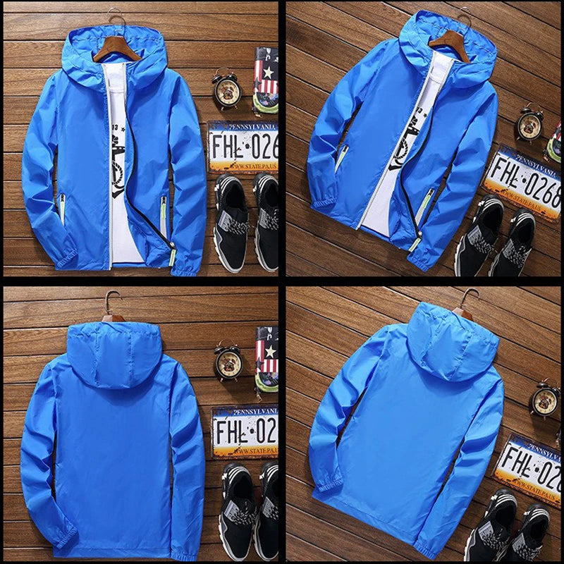 Ripper Spitfire Zombie Wheels Bomber Men Jacket Plus Size Thin Windbreaker Skin Ultra Light Slim Fit Pilot Hooded Coat Cycling