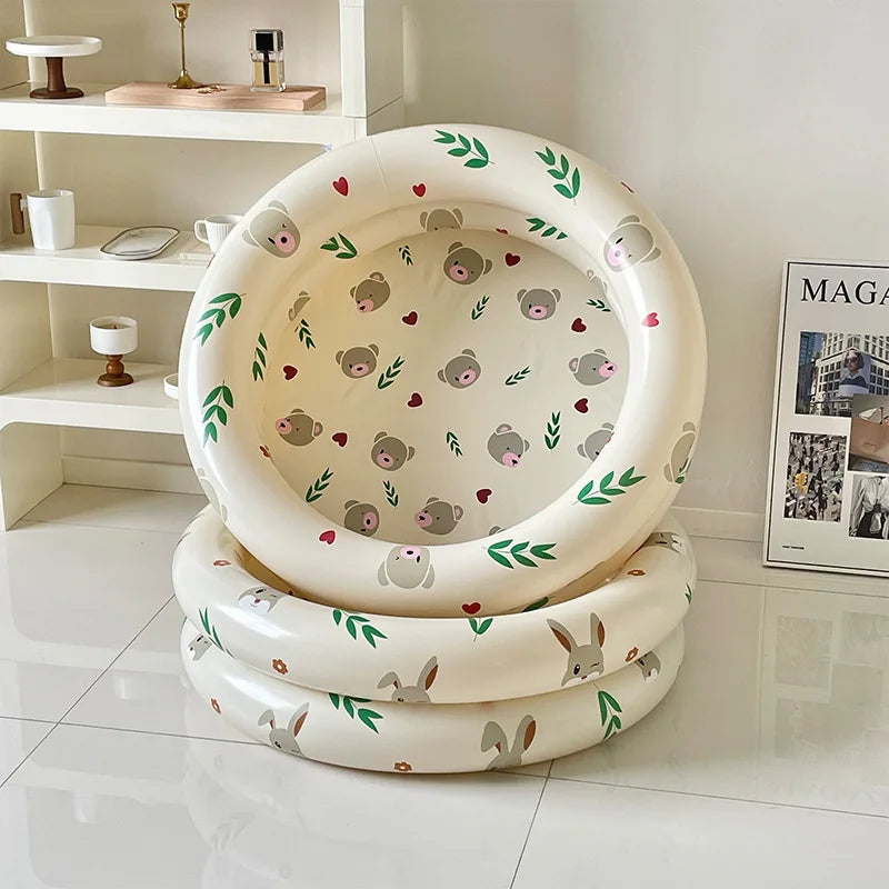 Wanmei Inflatable Swimming Pool Thickened Pvc Ins Danish Vintage Bear Print Ball Pit Home Indoor Outdoor Backyard Water Play