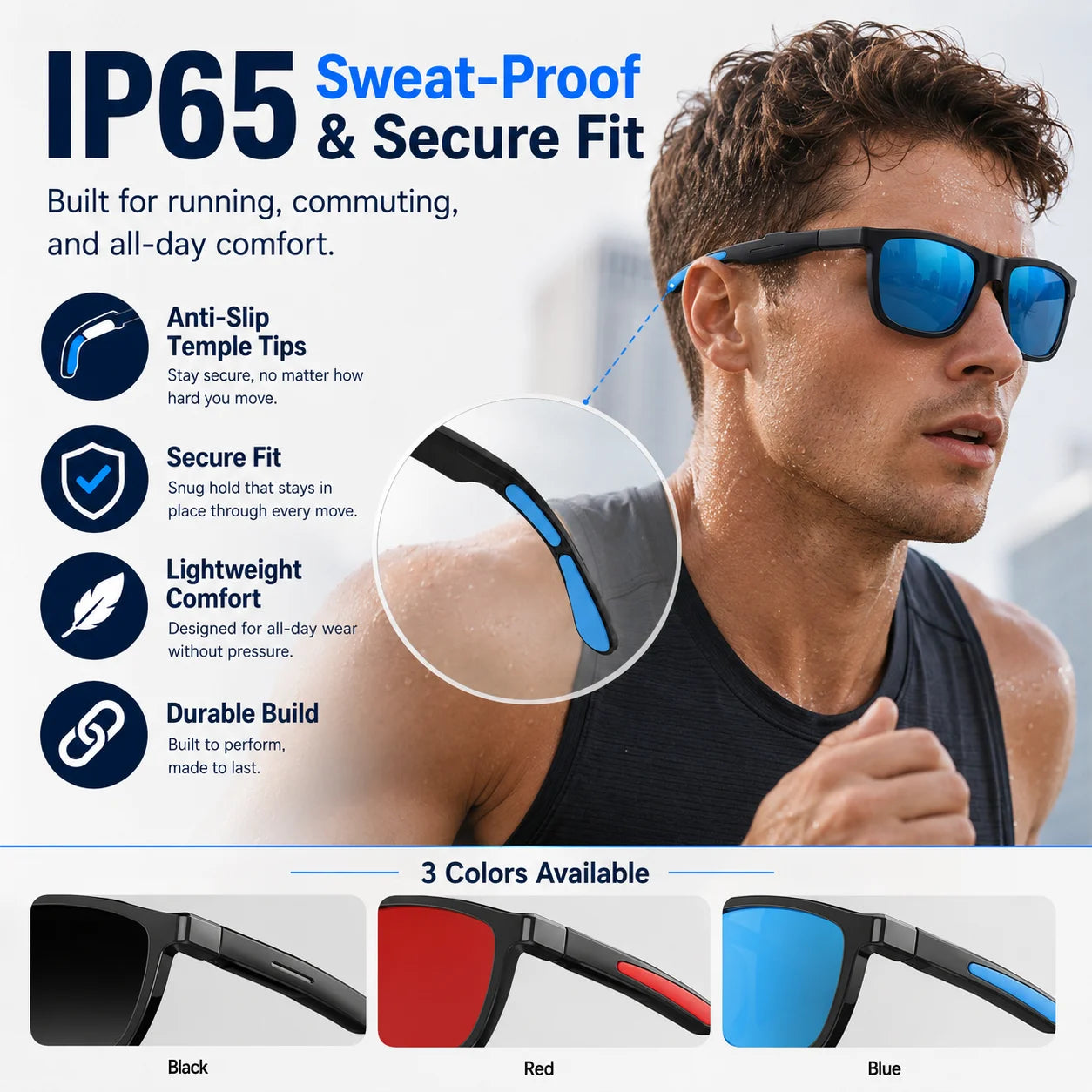 New Bluetooth Audio Smart Glasses AI Translation Auto Color Change Lens Slide Volume Dual Mic Handsfree Call Music Glasses