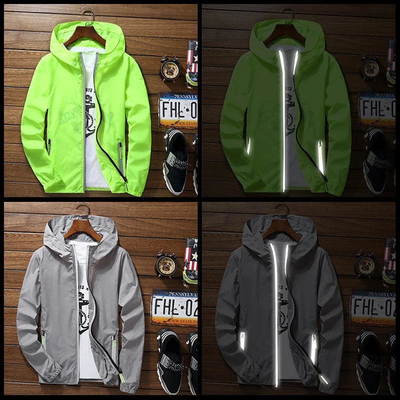 Ripper Spitfire Zombie Wheels Bomber Men Jacket Plus Size Thin Windbreaker Skin Ultra Light Slim Fit Pilot Hooded Coat Cycling