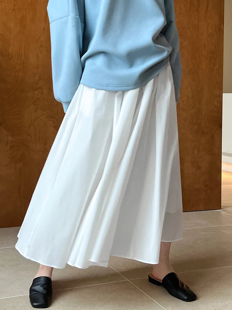 Summer New Casual Pink A-Line Pleated Skirt Women's Fashion Breathable Comfortable Materials