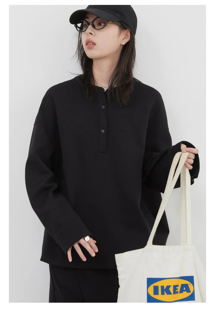 CHIC VEN Women Sweatshirts Loose Casual Solid Color Round Neck Long Sleeve Hoodies Coat Split Skirt Set Spring Summer 2025