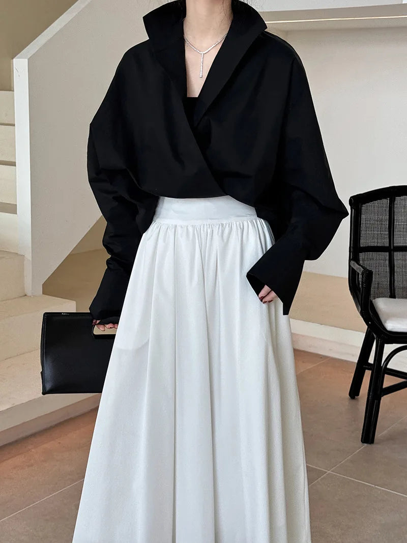 2025 Fall New French High-End Pink Midi Skirt with Large A-Line Pleats Solid Skirt
