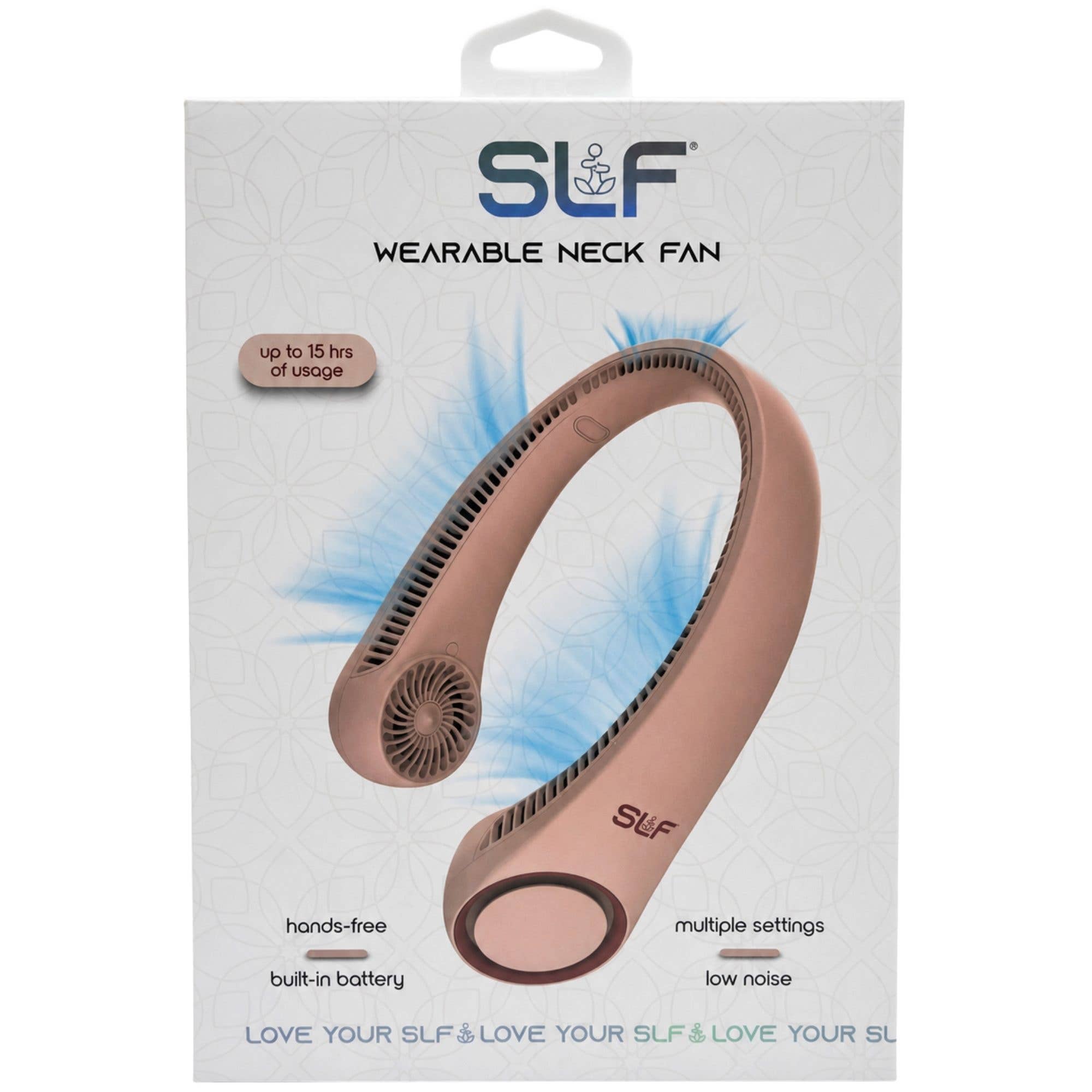SLF Wearable Neck Fan with Built in Battery in Pink