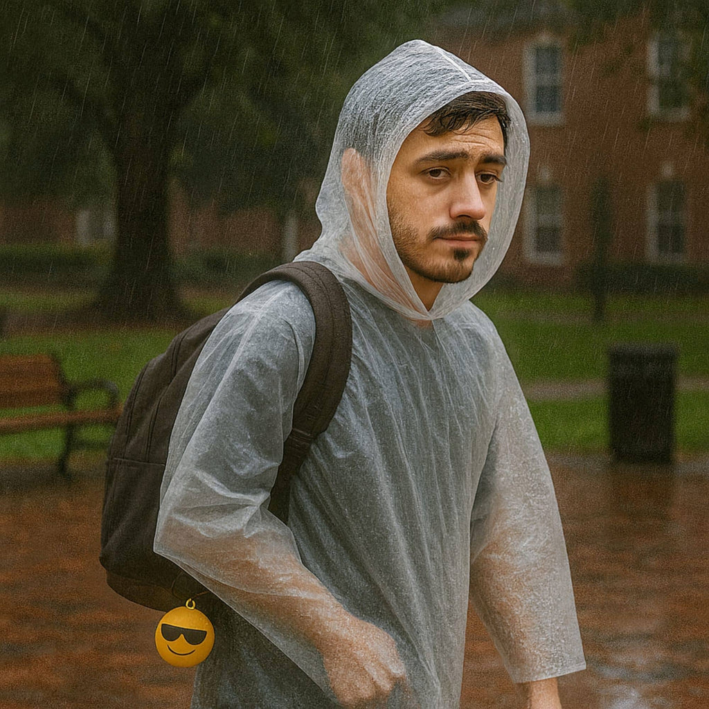 Emoticon Adult Rain Poncho in a Ball Countertop Display